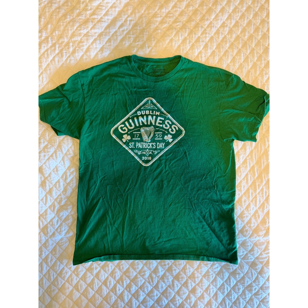 Guinness Mens St Patricks Day 2018 T-Shirt Green Cotton Graphic Tee Large L